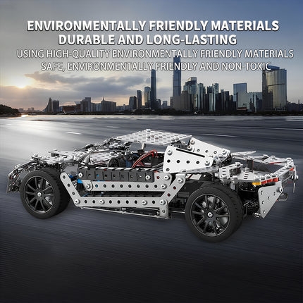 Tablefunny DIY 3D Stainless Steel Metal Assembly Sports Car Toy – Mechanical Racing Model & RC Vehicle Building Kit for Adults & Teens