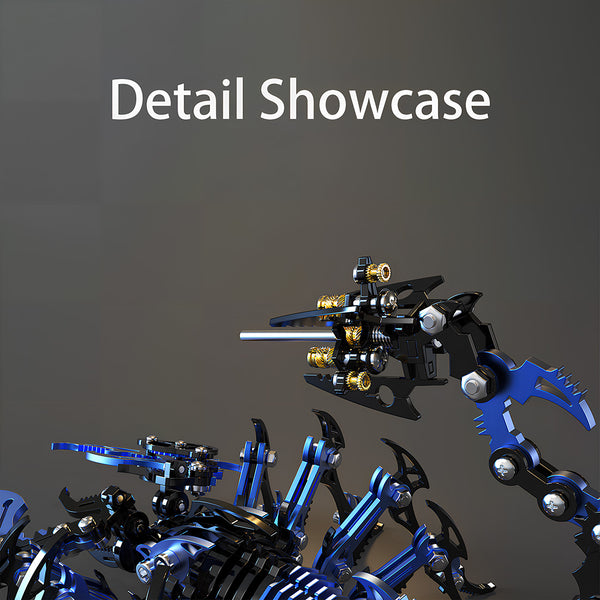 Interactive Blue-Black-Gold Mechanical 3D Puzzle Metal Model - Hand-Assembled DIY Metal Kits with Articulated Gear Joints & Visible Tension Springs for Engaging Funny Table Display