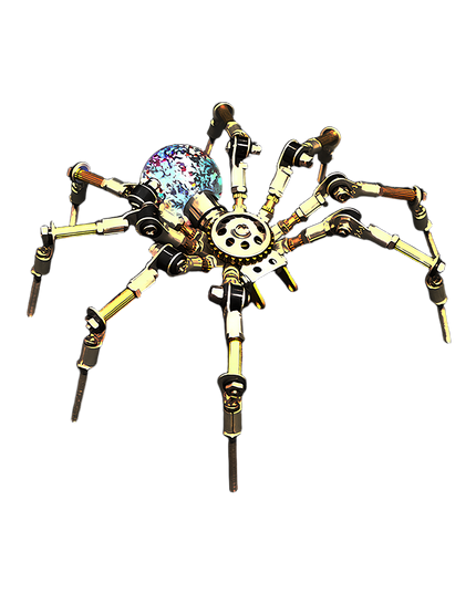 Mechanical Spider 3D Puzzle Metal Kit (Multicolored Luminous Design) - A dazzling fun toy for mechanics and art lovers, this DIY-assembled tabletop delight features a mechanical spider design with a glowing multicolored, speckled body part and intricate metallic limb details. It inspires you to craft a piece of artistry with precision. It’s also a superb showcase of craftsmanship, ideal for collectors of mechanical models and lovers of industrial art with a vibrant, eclectic twist.