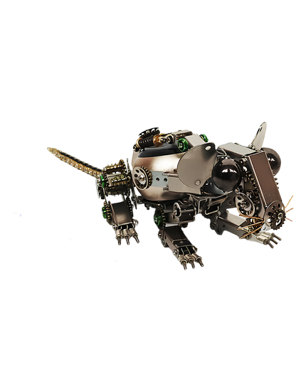 Steampunk Mechanical Mouse 3D Puzzle Metal Kit (Silver Aesthetic) - An engaging DIY project for mechanics and steampunk enthusiasts, this self-assembled creation presents a mechanical mouse with silver metallic components, intricate gear-driven mechanisms, and vintage-inspired design. It’s a desk-worthy piece that blends engineering precision with artistic creativity, ideal for those seeking a unique build and a distinctive display.
