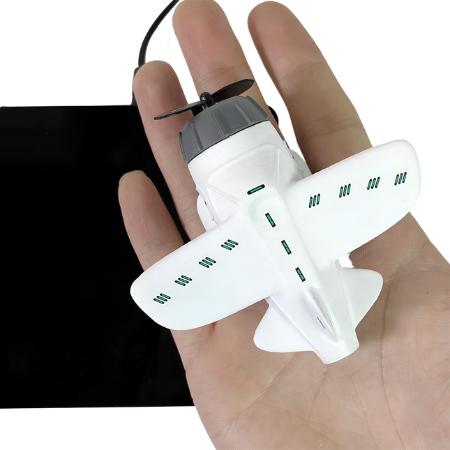 Hand-held levitating airplane model – portable magnetic desk décor gadget