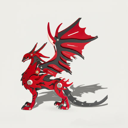 Demonic Winged Dragon 3D puzzle Metal Kit - A dramatic fun toy for fantasy and mechanics lovers, this DIY assembled table funny piece boasts a bold, intricate, and mythical dragon design. It invites you to craft a piece of legend part by part, and the finished demonic winged dragon, with its striking red and black details, becomes a dynamic desktop ornament, making it a captivating fun toy full of fantastical charm.