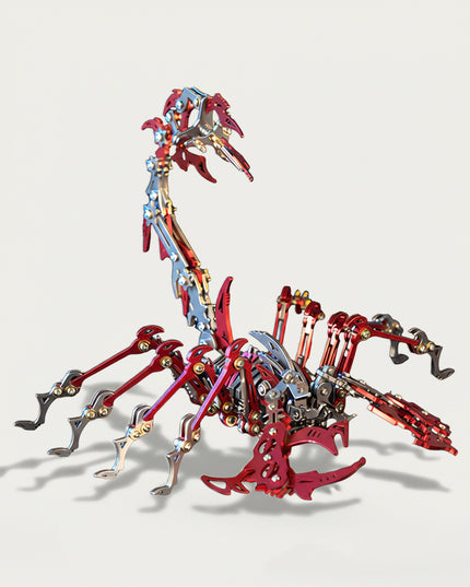 Mechanical Red Scorpion 3D puzzle Metal Kits, ideal for puzzle enthusiasts craving dynamic assembly, steampunk/mecha fans fascinated by bold red-silver designs, and collectors/hobbyists curating impactful display pieces, provides a fun and challenging build with striking metallic-red details. It’s a fierce, futuristic-mecha premium metal model perfect for energetic hobby space decor, captivating display, and a bold focal point for your funny table that merges arachnid ferocity with mechanical precision—also