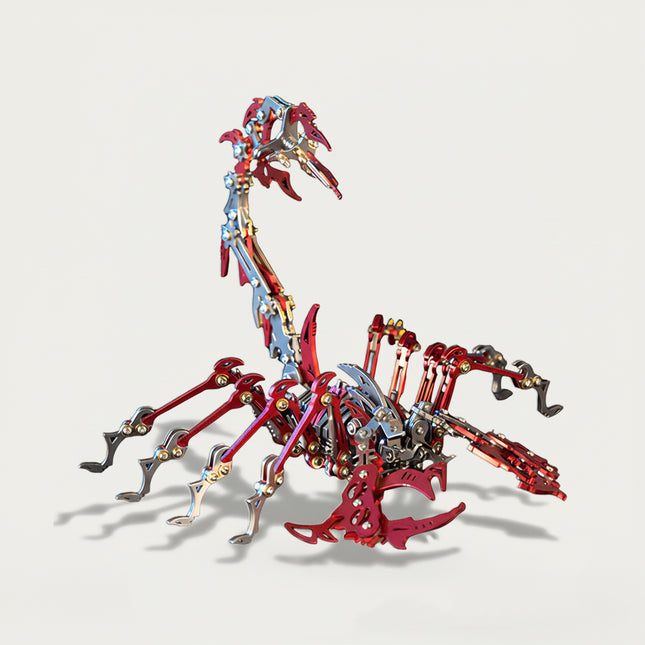 Mechanical Red Scorpion 3D puzzle Metal Kits, ideal for puzzle enthusiasts craving dynamic assembly, steampunk/mecha fans fascinated by bold red-silver designs, and collectors/hobbyists curating impactful display pieces, provides a fun and challenging build with striking metallic-red details. It’s a fierce, futuristic-mecha premium metal model perfect for energetic hobby space decor, captivating display, and a bold focal point for your funny table that merges arachnid ferocity with mechanical precision—also