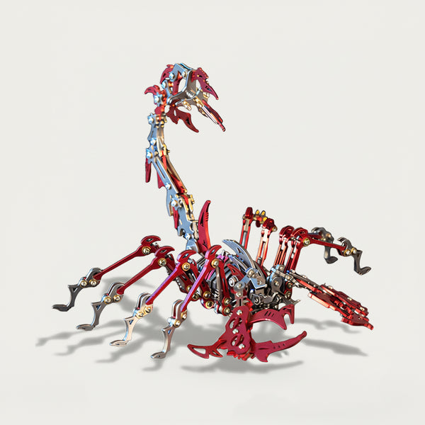 Mechanical Red Scorpion 3D puzzle Metal Kits, ideal for puzzle enthusiasts craving dynamic assembly, steampunk/mecha fans fascinated by bold red-silver designs, and collectors/hobbyists curating impactful display pieces, provides a fun and challenging build with striking metallic-red details. It’s a fierce, futuristic-mecha premium metal model perfect for energetic hobby space decor, captivating display, and a bold focal point for your funny table that merges arachnid ferocity with mechanical precision—also