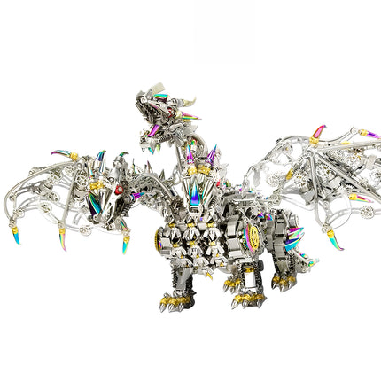  A formidable three-headed mechanical dragon, a masterpiece metallic 3D puzzle, exquisitely designed as a metal model kit with intricate details and powerful wings.
