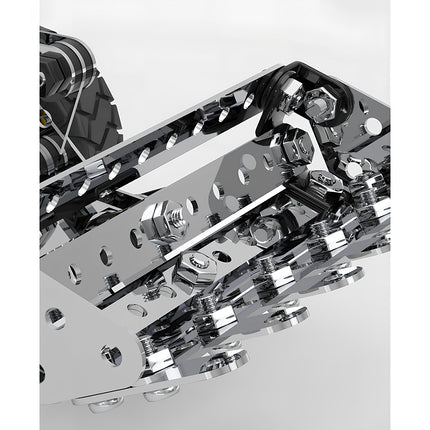 Detailed view of a DIY steampunk puzzle structure, featuring heavy-duty polished metal model fasteners for maximum durability.