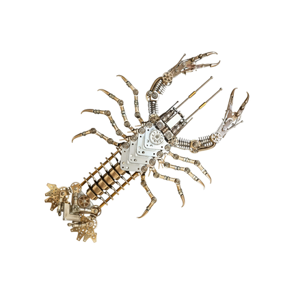 Assembled mechanical lobster 3D puzzle metal kit (transparent display): Intricate metallic structure, ideal for product page design & craft collection