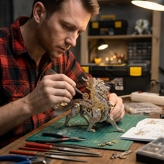 Handcrafting a steam punk mech creature from Tablefunny’s premium metal model collection.