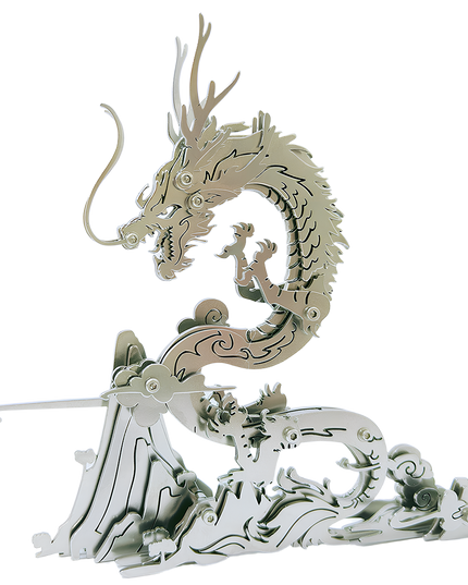 Tablefunny Blue Dragon Metal Assembly Model 3D Stainless Steel Puzzle Toy