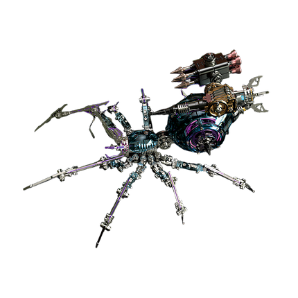 Highly detailed metallic spider 3D puzzle with intricate mechanical components, a complex Metal Kits DIY project that offers a unique funny table display