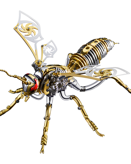 Table Funny Steampunk Mechanical Wasp 3D Metal Puzzle Kit (Gold & Silver Edition) - A lavish project for mechanics, steampunk enthusiasts, and luxury design lovers, this creation from Table Funny presents a mechanical wasp with metallic components, intricate gear-driven mechanisms, and futuristic-vintage styling in a sumptuous gold and silver finish. It’s a desk-centerpiece-worthy Table Funny signature piece that merges opulence and industrial artistry.