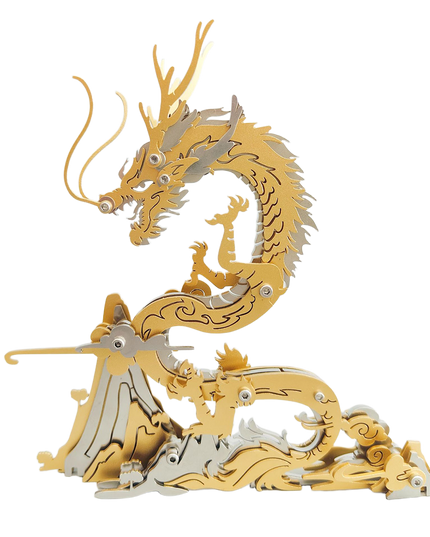 Tablefunny Blue Dragon Metal Assembly Model 3D Stainless Steel Puzzle Toy