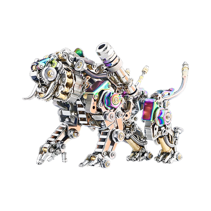 A vivid piece for steampunk/puzzle fans, this iridescent mechanical saber-toothed tiger from Table Funny is assembled via 3D metal puzzle kits. It boasts a multi-tonal metallic build (silver/gold/iridescent finishes), exposed gears/joints, lifelike details, and poseable limbs/tail, with a futuristic-steampunk vibe.Highlighted by intricate puzzle craftsmanship, eye-catching iridescent texture, and mechanical richness, it merges 3D puzzle art, engineering, and steampunk design.