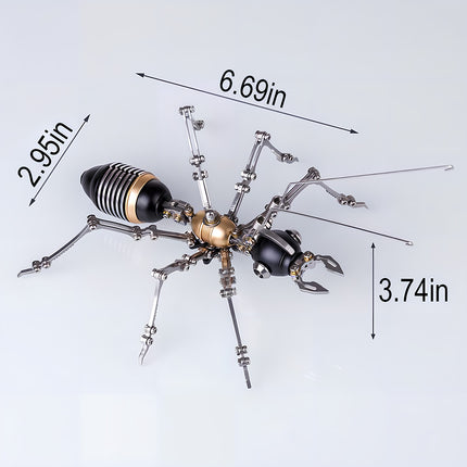 Metal model ant size chart, detailed measurements for this mechanical steampunk steampunk puzzle.
