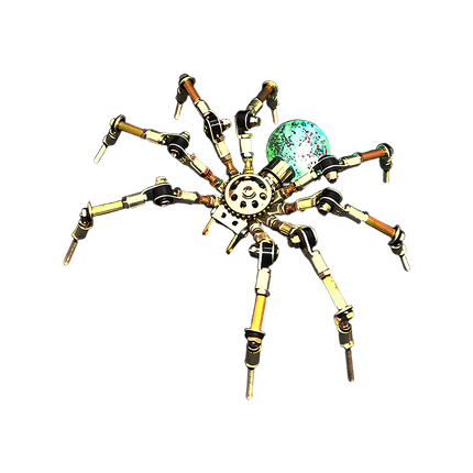 Mechanical Spider 3D Puzzle Metal Kit (Turquoise Luminous Design) - A vibrant fun toy for mechanics and design enthusiasts, this DIY-assembled tabletop gem features a mechanical spider design with a glowing turquoise, speckled body part and intricate metallic limb details. It challenges you to engineer a piece of vibrancy with precision. It’s also a testament to meticulous craftsmanship, ideal for collectors of mechanical models and lovers of industrial art with a vivid, distinctive twist.