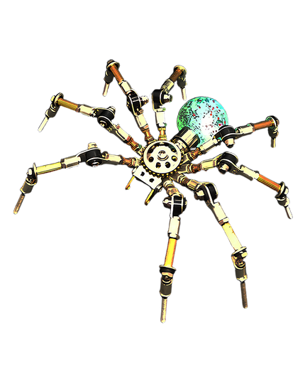 Mechanical Spider 3D Puzzle Metal Kit (Turquoise Luminous Design) - A vibrant fun toy for mechanics and design enthusiasts, this DIY-assembled tabletop gem features a mechanical spider design with a glowing turquoise, speckled body part and intricate metallic limb details. It challenges you to engineer a piece of vibrancy with precision. It’s also a testament to meticulous craftsmanship, ideal for collectors of mechanical models and lovers of industrial art with a vivid, distinctive twist.