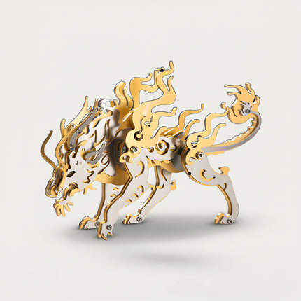 Metal Zhulong  3D puzzle Metal Kit - A magical fun toy for culture and art lovers, this DIY assembled model is a table funny piece with an exquisite, intricate, and legendary mythical beast design. It invites you to craft a piece of fantasy part by part, and the finished Qilin becomes an elegant desktop ornament, making it an enchanting fun toy full of cultural charm.