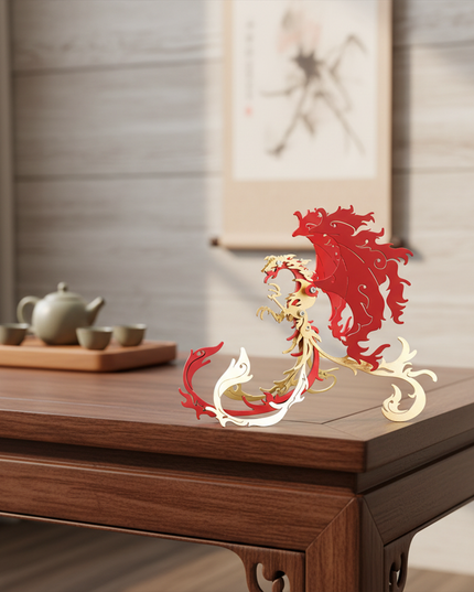 Tablefunny Vermilion Bird Metal Puzzle Model Creative Desktop Ornament Gift