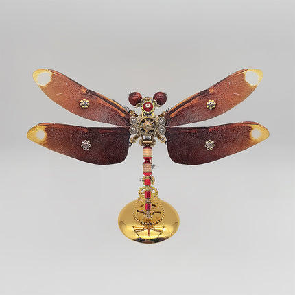 Funny Table Art Gift - 3D Puzzle Metal Kits DIY Steampunk Dragonfly Metal Model: Intricate Crystal & Gear Details, Perfect for Anniversary/Birthday Presents