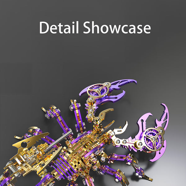 Luxe Purple-Gold Scorpion 3D Metal Puzzle - Polished Metallic Accents DIY Metal Kits with Translucent Purple Panels for Premium Funny Table Decor