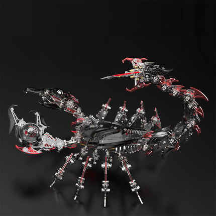 Cyberpunk-Ready Red-Striped Mechanical Scorpion 3D Puzzle Metal Model - Intricate Gear-Driven DIY Metal Kits with Industrial Joints & Dramatic Silhouette for Edgy Funny Table Statement Displays