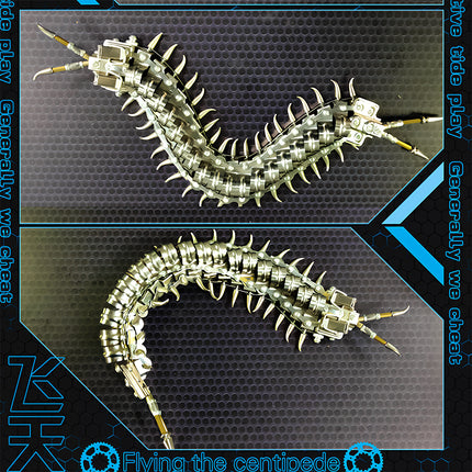 Assembled mechanical centipede 3D puzzle metal kits: Edgy cyber-style design, ideal for desk showcase & dark-themed decor