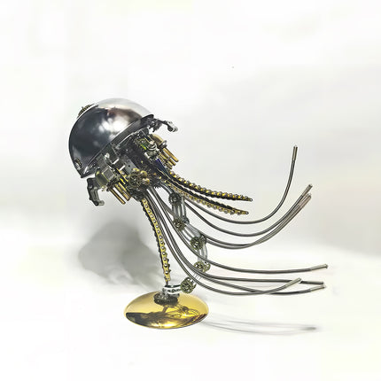 Tablefunny 3D Metal Mechanical Jellyfish Model Kit – DIY Steampunk Puzzle with LED Light