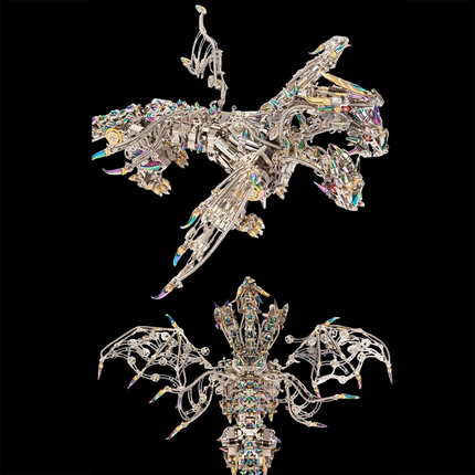 Tablefunny metal assembly three-headed dragon model kit. Intricate mechanical design, perfect for desktop display. A unique tablefunny collectible for puzzle enthusiasts and fantasy fans