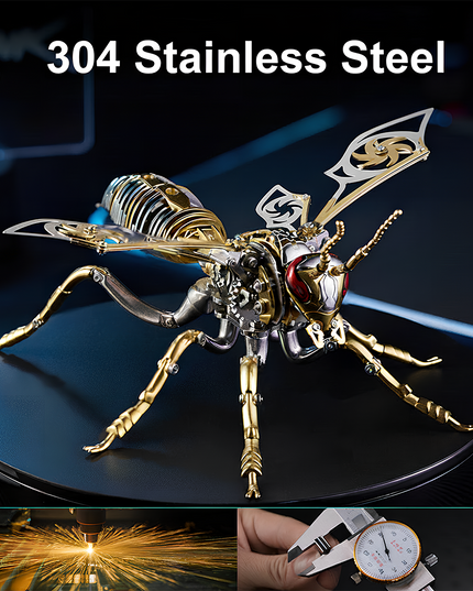 The use of 304 stainless steel ensures durability, corrosion resistance, and a premium metallic texture, making the golden and silver components retain their luster long-term.The finished product, with its intricate mechanical details, lifelike pose, and blend of gold and silver tones, serves as a striking decorative piece and collectible, ideal for enthusiasts of mechanical art, steampunk design, and high-quality craftsmanship.