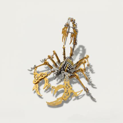 Mechanical Golden Scorpion 3D puzzle Metal Kits, tailored for puzzle enthusiasts craving intricate assembly, steampunk/mecha admirers enchanted by opulent designs, and collectors/hobbyists curating luxurious display pieces, delivers a fun and challenging build with lavish metallic-gold details. It’s a regal, futuristic-mecha premium metal model ideal for upscale hobby room decor, striking display, and a glamorous centerpiece for your funny table that fuses arachnid authority with mechanical sophistication—a