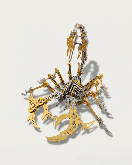 Mechanical Golden Scorpion 3D puzzle Metal Kits, tailored for puzzle enthusiasts craving intricate assembly, steampunk/mecha admirers enchanted by opulent designs, and collectors/hobbyists curating luxurious display pieces, delivers a fun and challenging build with lavish metallic-gold details. It’s a regal, futuristic-mecha premium metal model ideal for upscale hobby room decor, striking display, and a glamorous centerpiece for your funny table that fuses arachnid authority with mechanical sophistication—a