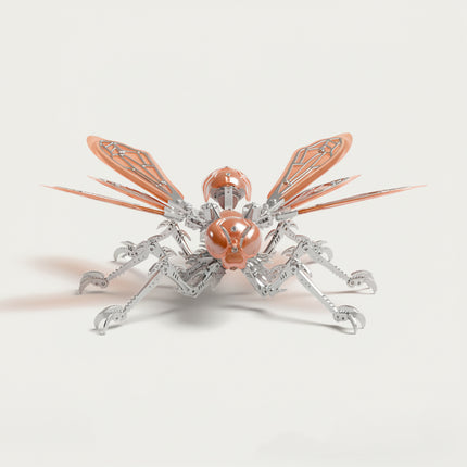  "Phantom Moon" metal insect model kit, featuring subtle brown-orange and silver components, viewed from a low angle.
