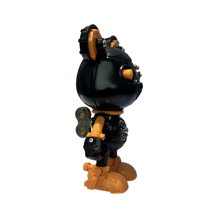 Funny table ornament: Assembled steampunk mechanical bear 3D puzzle metal model (side view), perfect for hobby shelf & DIY craft showcase