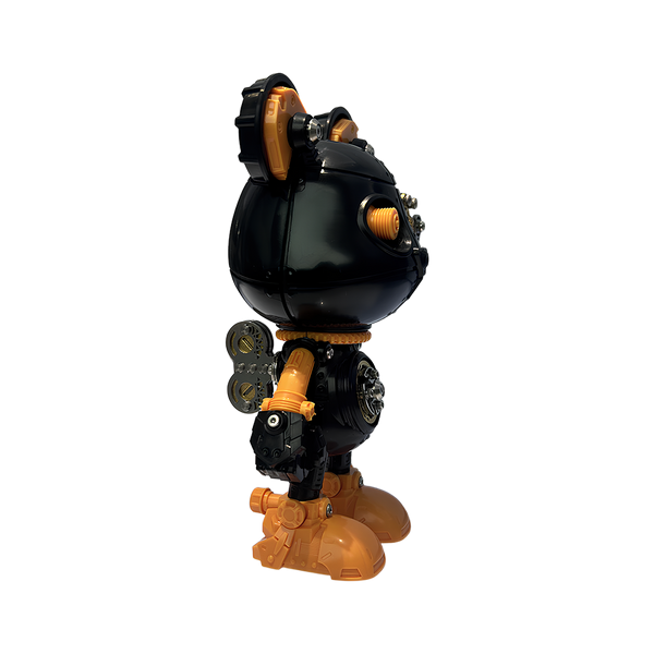 Funny table ornament: Assembled steampunk mechanical bear 3D puzzle metal model (side view), perfect for hobby shelf & DIY craft showcase