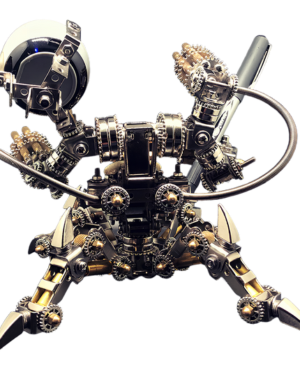 Tablefunny DIY Metal Assembly features articulated gear joints, metal claws, and a creative pen holder design for futuristic desk decoration