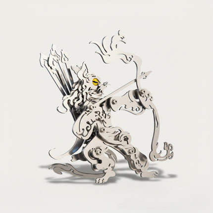 Mythical archer 3D puzzle Metal Kits - DIY assembled funny table metal model, featuring fun and challenging assembly, unique mythical design, and exquisite metal craftsmanship for artistic desktop decoration