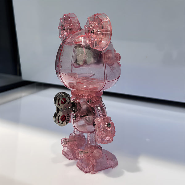 Funny table ornament: Assembled transparent cyber-mechanical bear 3D puzzle metal kit, perfect for bedroom desk decor & DIY craft collection