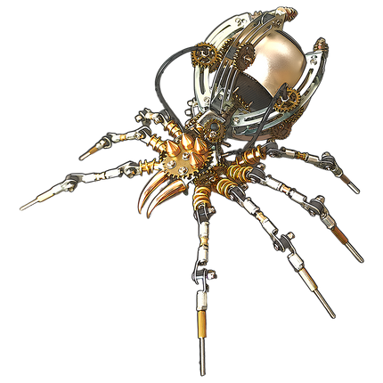 Steampunk Mechanical Spider 3D Puzzle Metal Kit - A striking fun toy for mechanics and art enthusiasts, this DIY-assembled piece features a mechanical spider with golden accents, intricate gears, and metallic limbs. It embodies "a fusion of steampunk grandeur and mechanical precision", challenging you to craft a luxurious piece of artistry with precision. Ideal for collectors of mechanical models and those who appreciate industrial design with a opulent, avant-garde twist.