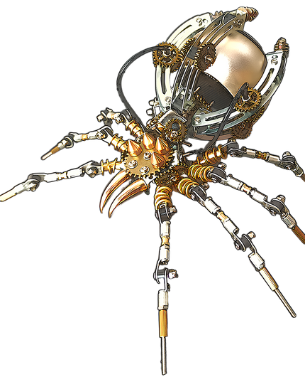 Steampunk Mechanical Spider 3D Puzzle Metal Kit - A striking fun toy for mechanics and art enthusiasts, this DIY-assembled piece features a mechanical spider with golden accents, intricate gears, and metallic limbs. It embodies "a fusion of steampunk grandeur and mechanical precision", challenging you to craft a luxurious piece of artistry with precision. Ideal for collectors of mechanical models and those who appreciate industrial design with a opulent, avant-garde twist.