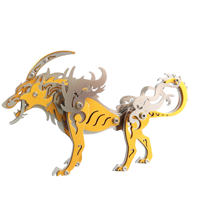 Tablefunny Siberian Wolf King DIY Metal Kit Model, Fun Desktop Display