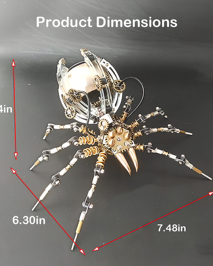 Mechanical Spider 3D Puzzle Metal Kit A precise fun toy for mechanics and design lovers, this DIY-assembled piece features a speaker-style mechanical spider with dimensions of 7.48in (length) × 6.30in (width) × 4in (height). It showcases intricate gears, metallic limbs, and a speaker-inspired body, challenging you to craft a dimensionally accurate piece of artistry with precision. Ideal for collectors of mechanical models and those who appreciate industrial design with clear, measurable craftsmanship.