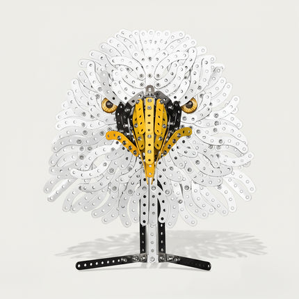 Bold 3D puzzle metal eagle head model, a unique steampunk mech for collectors.
