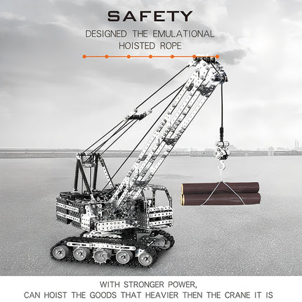 Performance highlight banner of 3D puzzle metal kits featuring a motorized crane hoisting heavy goods with emulational ropes.