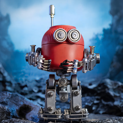 Finished collectible built from 3D puzzle metal kits standing proudly in a dramatic outdoor environment.