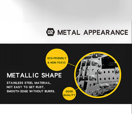 Stainless steel material and smooth edges of the Tablefunny metal model, showcasing eco-friendly and rust-resistant quality for 3D puzzle Metal Kits.