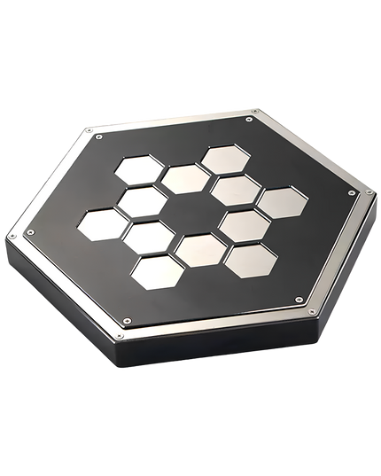 This hexagonal display base features a black-and-silver metallic design with a honeycomb pattern, complementing mechanical insect models like the wasp kit. Its industrial-style aesthetics, precise screw details, and sleek edges make it a perfect showcase platform—enhancing the visual appeal of assembled mechanical art pieces and adding a cohesive, tech-inspired charm to your display setup.