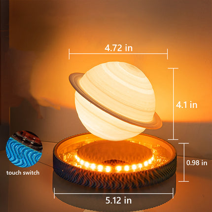 Dimensions of the magnetic levitation Saturn lamp: 4.72 inches (Saturn diameter), 4.1 inches (Saturn height), 5.12 inches (base diameter), 0.98 inches (base height), touch switch