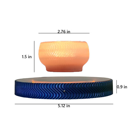 Levitating aroma diffuser dimensions:
Pot: 2.76 inches in diameter, 1.5 inches in height
Base: 5.12 inches in diameter, 0.9 inches in height