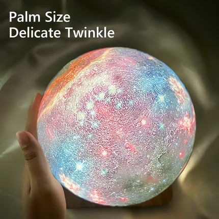 Palm-sized levitating galaxy lamp with a delicate twinkle effect and colorful 3D nebula texture